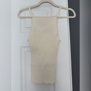 Astr Cream ribbed tank